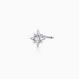 Petit Wind Rose Diamond Piercing Earring in 18k White Gold