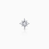 Petit Wind Rose Diamond Piercing Earring in 18k White Gold