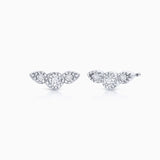 Milgrain Wings Diamond Earrings in 18k White Gold