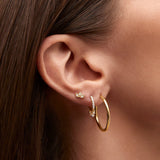Brinco de piercing de diamante Milgrain Half Lotus em ouro amarelo 18K
