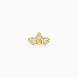 Brinco de piercing de diamante Milgrain Half Lotus em ouro amarelo 18K