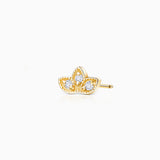 Brinco de piercing de diamante Milgrain Half Lotus em ouro amarelo 18K
