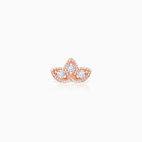 Brinco de piercing de diamante Milgrain Half Lotus em ouro rosa 18K