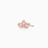 Brinco de piercing de diamante Milgrain Half Lotus em ouro rosa 18K