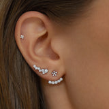 Star Petals Diamond Piercing Earring in 18k White Gold