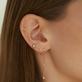 Cosmique Diamond Piercing Earring in 18k Yellow Gold