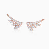 Brincos de diamantes em folha em ouro rosa 18 K