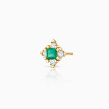 Crown Princess Emerald and Diamond Piercing Earring in 18k Yellow Gold