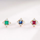 Crown Princess Emerald and Diamond Piercing Earring in 18k Yellow Gold
