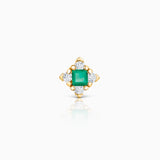 Crown Princess Emerald and Diamond Piercing Earring in 18k Yellow Gold