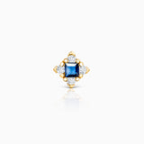 Crown Princess Sapphire and Diamond Piercing Earring in 18k Yellow Gold