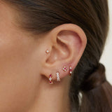 Brinco de piercing de rubi e diamante da princesa coroada em ouro amarelo 18K