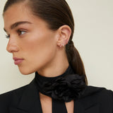 Brinco de piercing de rubi e diamante da princesa coroada em ouro amarelo 18K