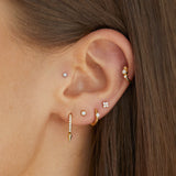 Brinco de piercing de diamante Milgrain Couronne em ouro amarelo 18K