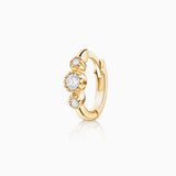 Brinco de piercing de diamante Milgrain Couronne em ouro amarelo 18K