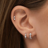Milgrain Couronne Diamond Hoop Earring in 18k White Gold