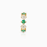 Diamond Cross Emerald Hoop Earring in 18k Yellow Gold