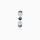 Diamond Cross Sapphire Hoop Earring in 18k White Gold