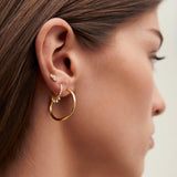 Diamond Swing Hoop Earring in 18k Yellow Gold