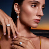 Brinco de piercing de diamantes Pebble em ouro branco 18K