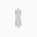 Brinco de piercing de cruz de diamante em ouro branco 18K