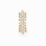 Brinco de piercing de cruz de diamante de ouro amarelo 18K