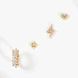 Brinco de piercing de cruz de diamante de ouro amarelo 18K