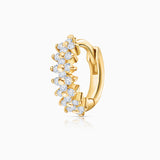 Brinco de piercing de cruz de diamante de ouro amarelo 18K