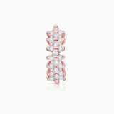 Brinco de piercing de cruz de diamante em ouro rosa 18K