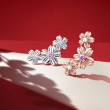 Brinco de piercing Sakura Pink Sapphire e Diamond Climber em ouro rosa 18K