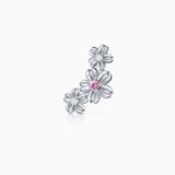 Brinco de piercing Sakura Pink Sapphire e Diamond Climber em ouro branco 18K