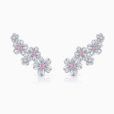 Sakura Pink Sapphire and Diamond Earrings in 18k White Gold
