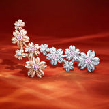Sakura Pink Sapphire and Diamond Earrings in 18k White Gold