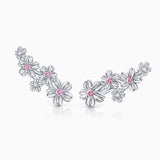 Sakura Pink Sapphire and Diamond Earrings in 18k White Gold