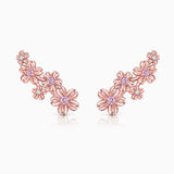 Brincos Sakura Pink Sapphire e Diamond Climber em ouro rosa 18K