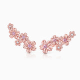 Brincos Sakura Pink Sapphire e Diamond Climber em ouro rosa 18K