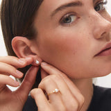 Holly Pearl and Diamond Earrings in 18k Yellow Gold