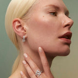 Dafne Diamond Hoop Earrings in 18k White Gold