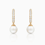 Brincos de argola Holly Pearl e diamante em ouro amarelo 18K