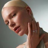 Dafne Diamond Piercing Earring in 18k White Gold
