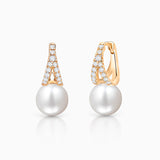 Pendientes de Aro Doble Midnight Holly de Perlas y Diamantes en Oro Amarillo de 18 Kt