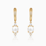 Pendientes de Aro Midnight Holly de Perlas y Diamantes en Oro Amarillo de 18 Kt