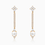 Brincos longos de pérolas e diamantes Midnight Holly em ouro amarelo 18K