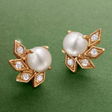 Pendientes Midnight Holly de Perlas y Diamantes en Oro Amarillo de 18 Kt