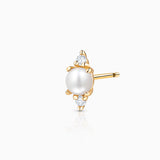 Pendiente Piercing Midnight Holly de Perla y Diamantes en Oro Amarillo de 18 Kt