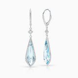 Brincos de lágrima de topázio azul-celeste e diamante em ouro branco 18 K