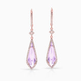 Teardrop Amethyst and Diamond Earrings in 18k Rose Gold