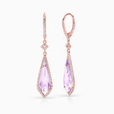 Teardrop Amethyst and Diamond Earrings in 18k Rose Gold