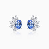 Indigo Jay Tanzanite and Diamond Earrings in 18k White Gold