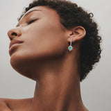 Brincos de esmeralda e diamante Green Jay em ouro branco 18K